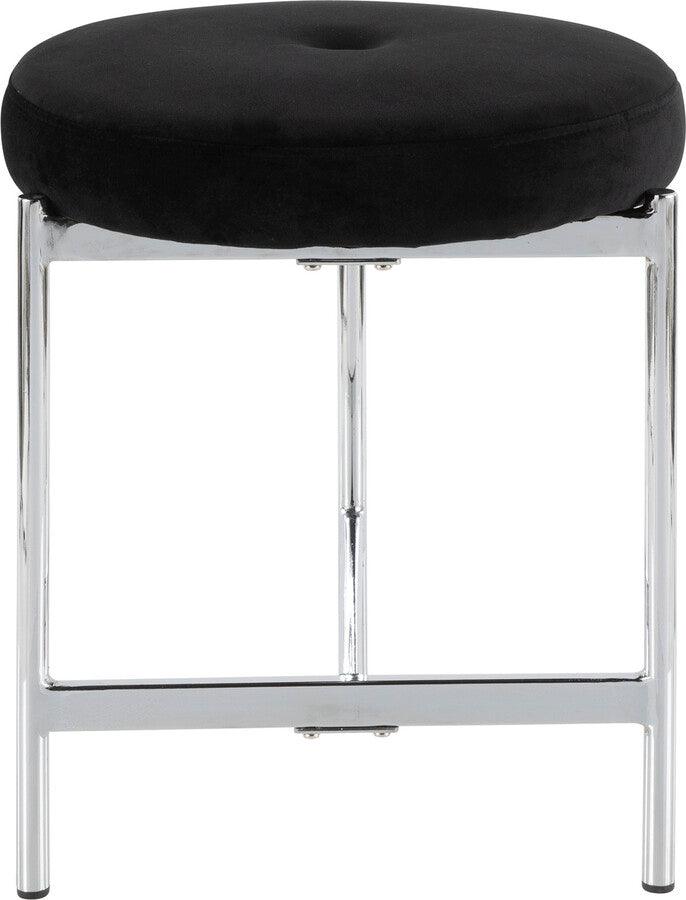 Lumisource Bedroom Vanity - Chloe Contemporary Vanity Stool in Chrome and Black Velvet