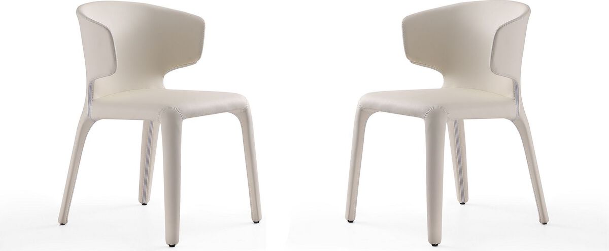 Manhattan Comfort Dining Chairs - Conrad Cream Faux Leather Dining Chair (Set of 2)