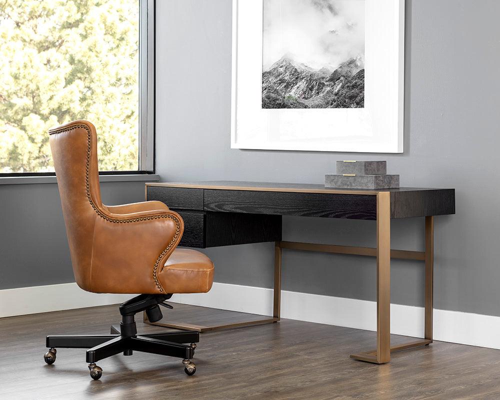 SUNPAN Desks - Dalton Desk - Antique Brass - Black