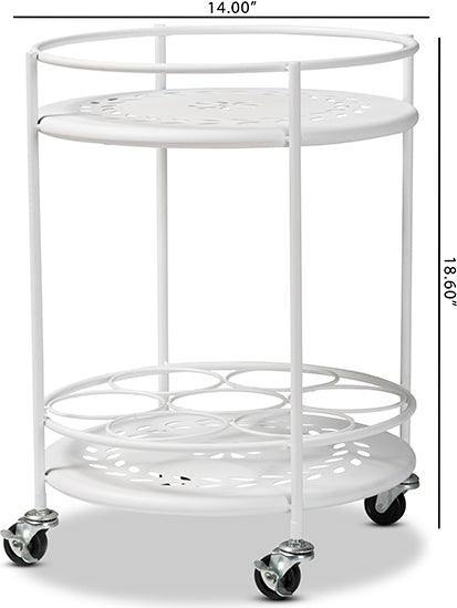 Wholesale Interiors Kitchen & Bar Carts - Dallan Modern Industrial White Metal 2-Tier Kitchen Cart