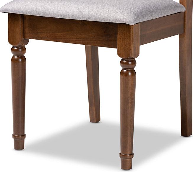 Wholesale Interiors Dining Sets - Elaine Grey Fabric Upholstered and Walnut Brown Finished Wood 5-Piece Dining Set
