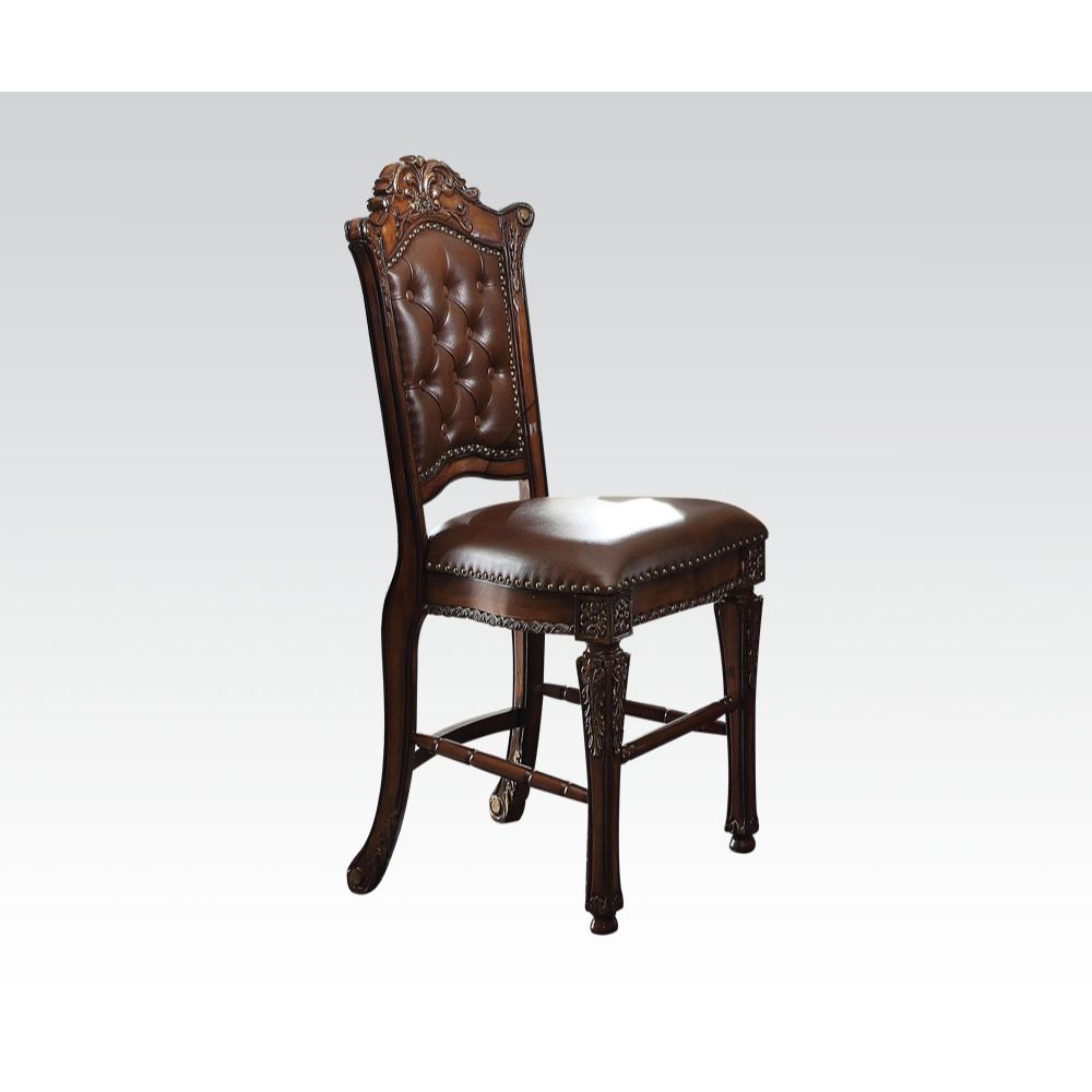 ACME Barstools - ACME Vendome Counter Height Chair (Set-2), PU & Cherry