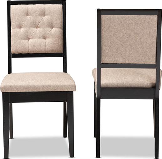 Wholesale Interiors Dining Chairs - Gideon Sand Fabric Upholstered and Dark Brown Finished Wood 2-Piece Dining Chair Set