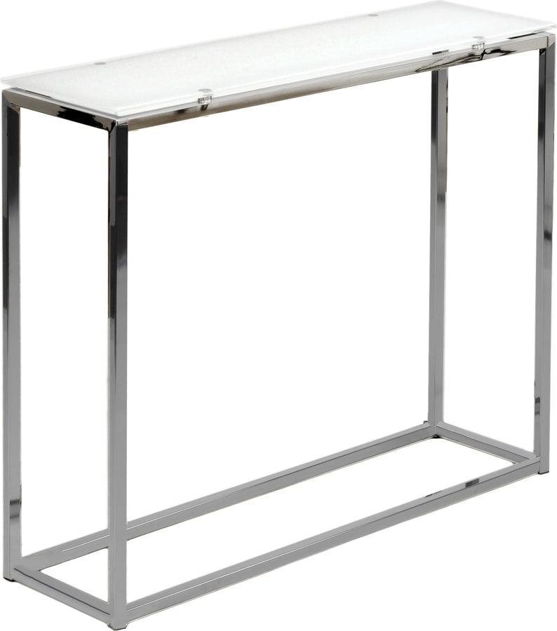 Euro Style Consoles - Sandor Console Table with Pure White Tempered Glass Top and Chrome Frame