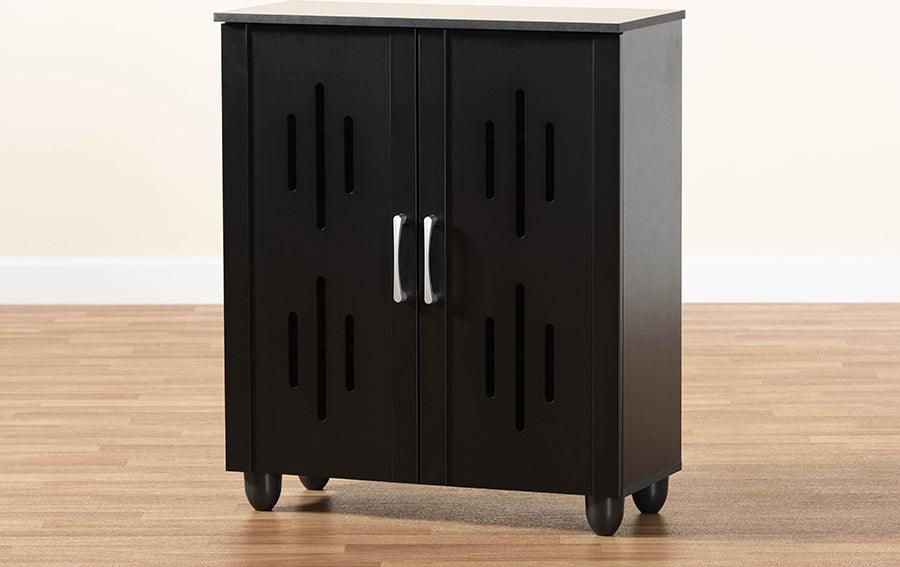 Wholesale Interiors Shoe Storage - Renley Black Finished Wood 2-Door Shoe Storage Cabinet
