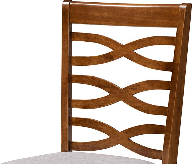 Wholesale Interiors Dining Sets - Ariane Grey Fabric Upholstered and Walnut Brown Finished Wood 5-Piece Dining Set