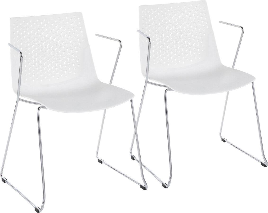 Lumisource Living Room Sets - Matcha Chair 32" Chrome & White Polypropylene (Set of 2)