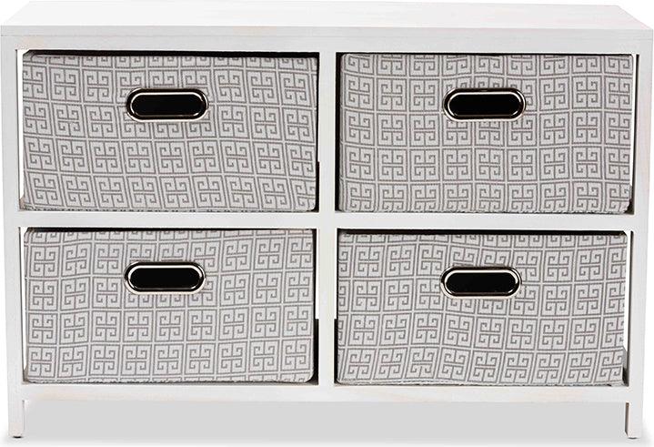 Wholesale Interiors Bedroom Organization - Camber Modern and Contemporary White Finished Wood 4-Basket Storage Unit
