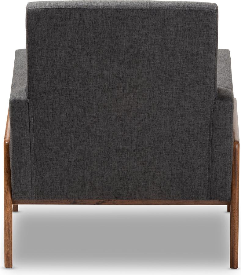 Wholesale Interiors Accent Chairs - Perris Mid-Century Modern Dark Gray Fabric Upholstered Walnut Wood Lounge Chair