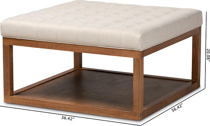Wholesale Interiors Ottomans & Stools - Alvere Modern and Contemporary Beige Fabric Walnut Cocktail Ottoman