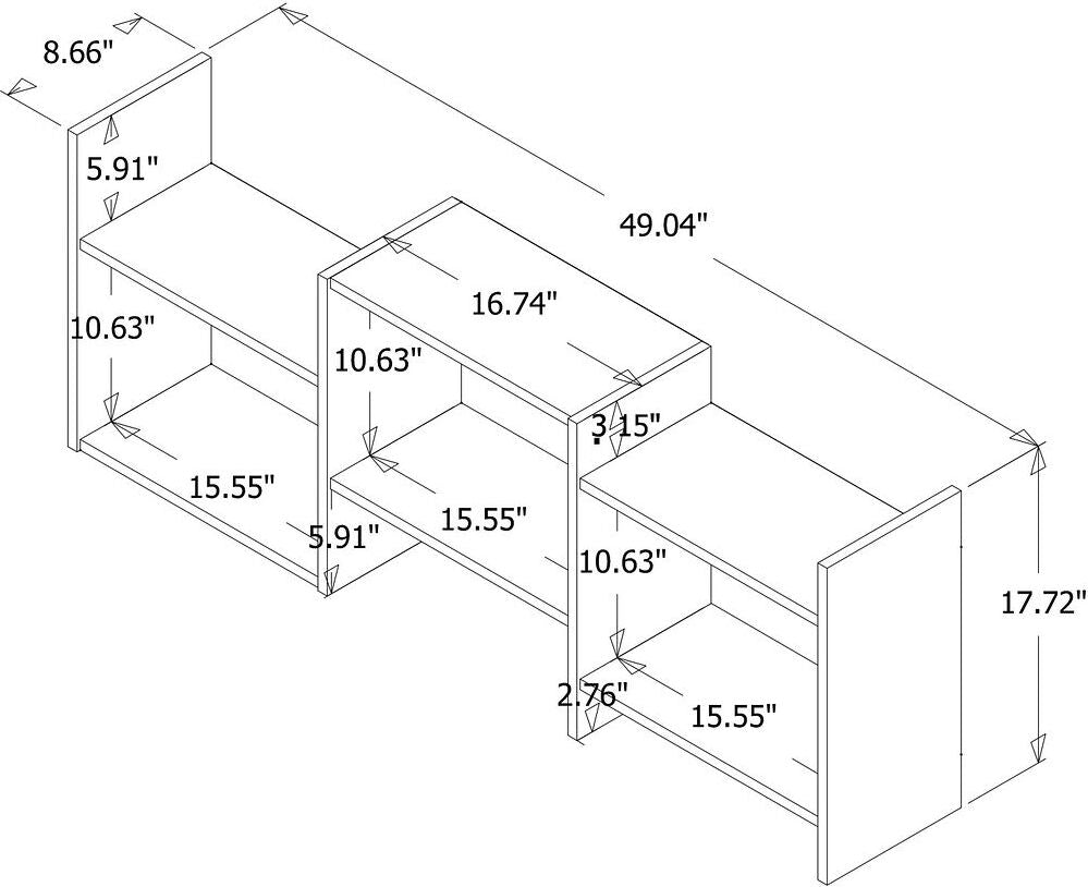 Manhattan Comfort Bookcases & Display Units - Hampton Zig-Zag Wall Décor Shelves in Black