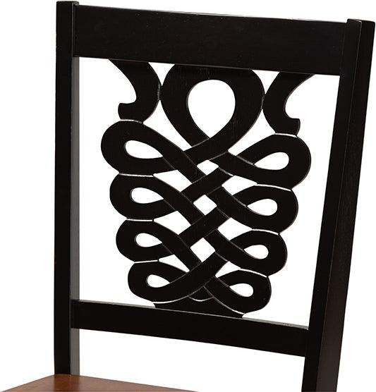 Wholesale Interiors Dining Chairs - Gervais Two-Tone Dark Brown and Walnut Brown Finished Wood 2-Piece Dining Chair Set