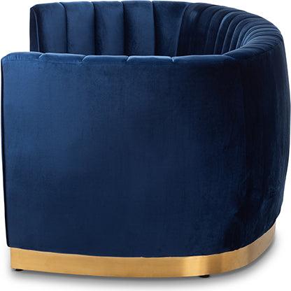 Wholesale Interiors Sofas & Couches - Milena Glam Royal Blue Velvet Fabric Upholstered Gold-Finished Sofa