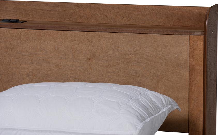 Wholesale Interiors Beds - Decker Mid-Century Modern Walnut Brown Finished Wood Queen Size Platform Bed