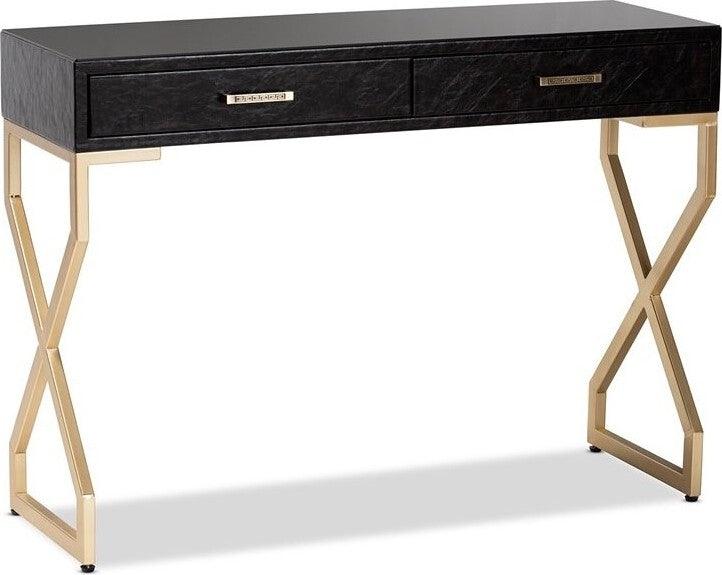 Wholesale Interiors Consoles - Carville Console Table Dark Brown & Gold