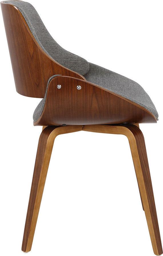 Lumisource Accent Chairs - Fabrizzi Mid-Century Modern Dining/Accent Chair in Walnut and Grey Fabric