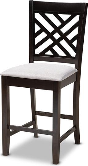 Wholesale Interiors Dining Sets - Caron Contemporary Gray Fabric Upholstered Brown Finished 5-Piece Wood Pub Set