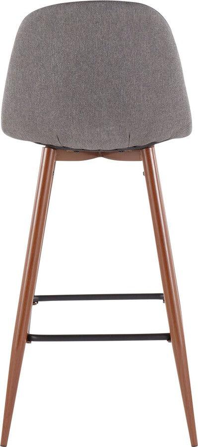 Lumisource Barstools - Pebble Mid-Century Modern Barstool in Walnut Metal and Charcoal Fabric - Set of 2