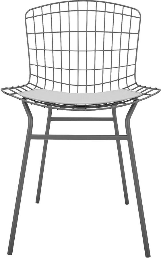 Manhattan Comfort Dining Chairs - Madeline Chair with Seat Cushion in Charcoal Grey and Black