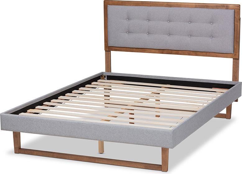 Wholesale Interiors Beds - Livinia Queen Bed Light Gray & Ash walnut