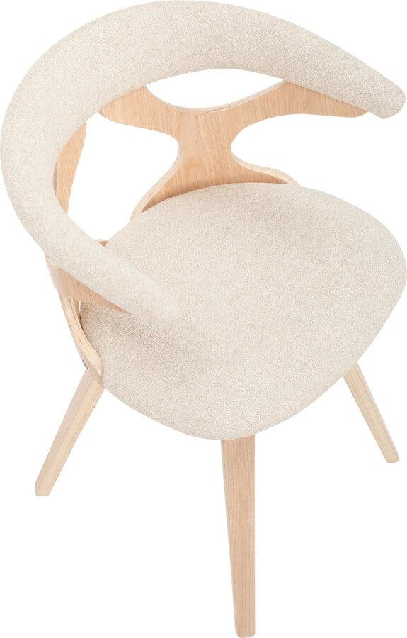 Lumisource Dining Chairs - Gardenia Mid-Century Modern Dining/accent Chair with Swivel in Natural Wood and Cream Fabric
