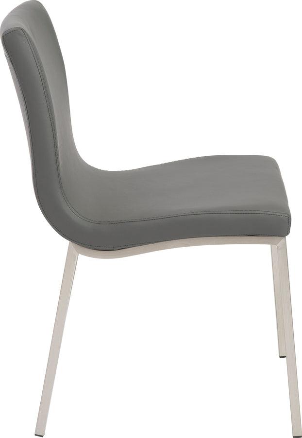 Euro Style Dining Chairs - Scott Side Chair in Gray with Brushed Stainless Steel Legs - Set of 2