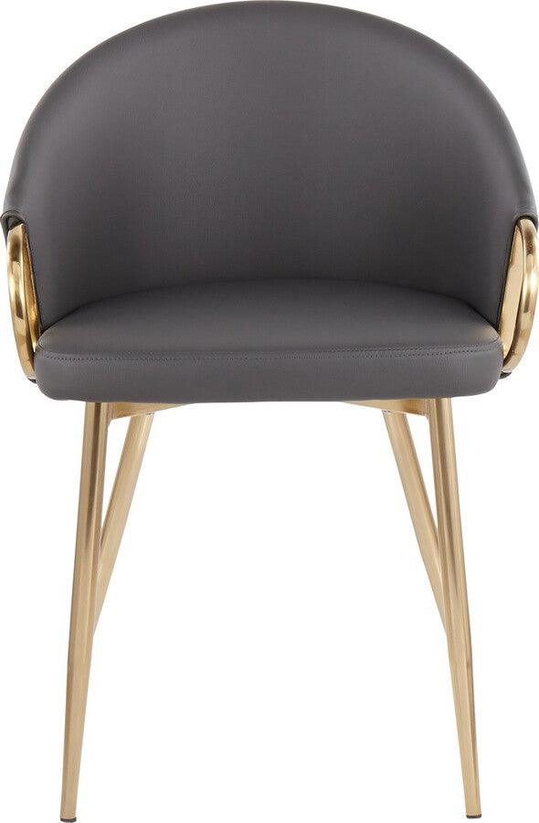 Lumisource Accent Chairs - Claire Contemporary/Glam Chair In Gold Metal & Grey Faux Leather (Set of 2)