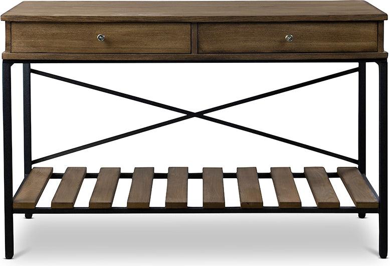 Wholesale Interiors Consoles - Newcastle Wood and Metal Console Table-Criss-Cross