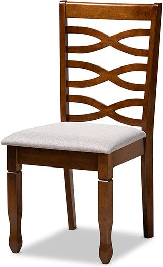 Wholesale Interiors Dining Sets - Lanier Grey Fabric Upholstered and Walnut Brown Finished Wood 7-Piece Dining Set