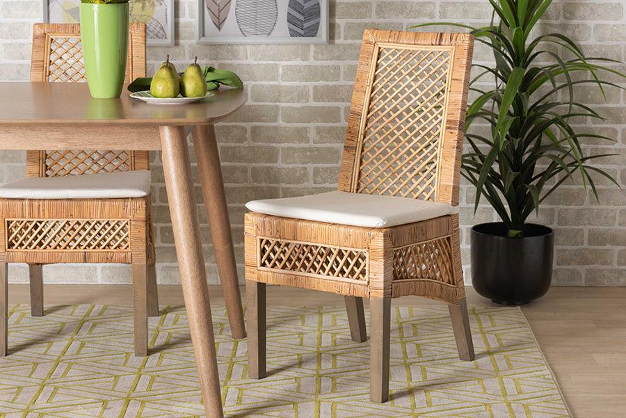 Wholesale Interiors Dining Chairs - Argos Modern Bohemian Natural Brown Rattan 2-Piece Dining Chair Set