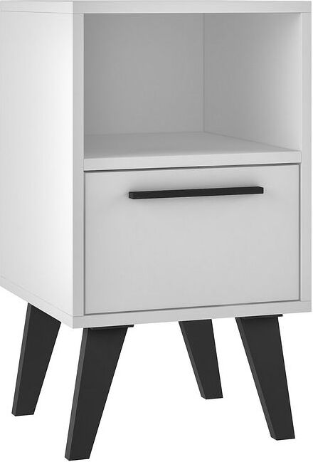 Manhattan Comfort Nightstands & Side Tables - Mid-Century- Modern Amsterdam Nightstand 1.0 with 1 Shelf in White