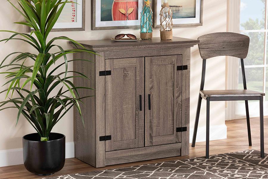 Wholesale Interiors Shoe Storage - Bruce Modern Contemporary Farmhouse Oak Brown Finished Wood 2-Door Shoe Storage Cabinet