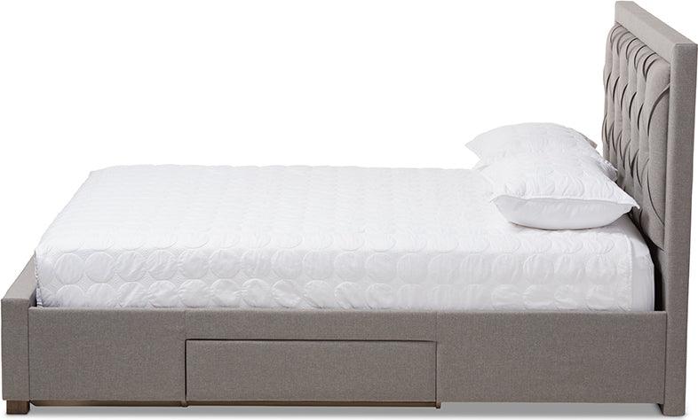 Wholesale Interiors Beds - Aurelie Queen Storage Bed Light Gray