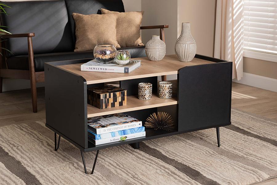 Wholesale Interiors Coffee Tables - Lilith 3-Tier Coffee Table Black & Oak Brown