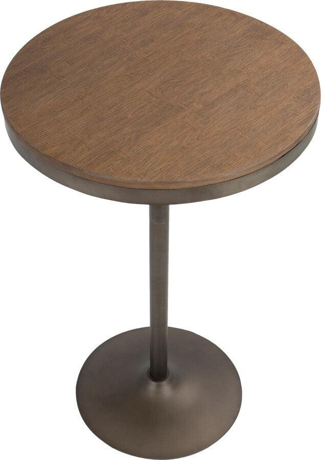 Lumisource Bar Tables - Dakota Industrial Adjustable Bar / Dinette Table in Antique and Brown