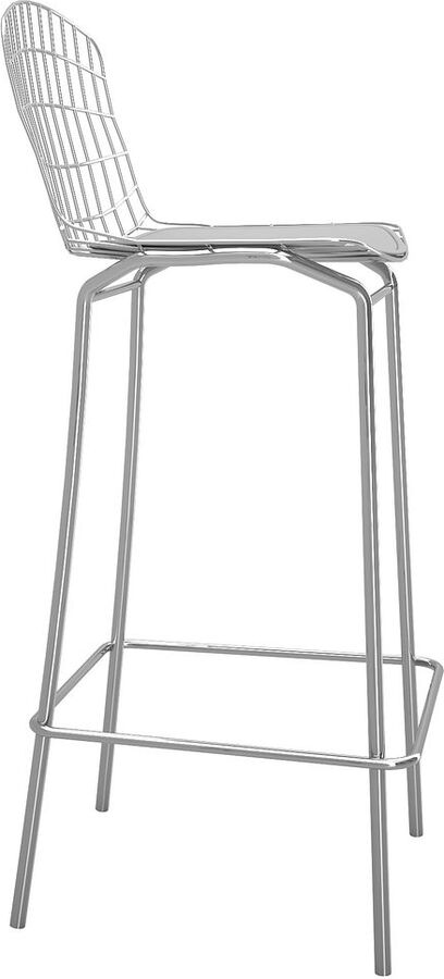 Manhattan Comfort Barstools - Madeline 41.73" Barstool, Set of 2 in Silver and White