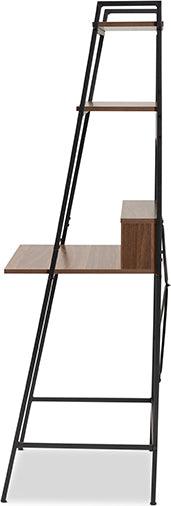 Wholesale Interiors Desks - Palmira Modern Industrial Walnut Brown Wood and Black Metal Desk with Shelves