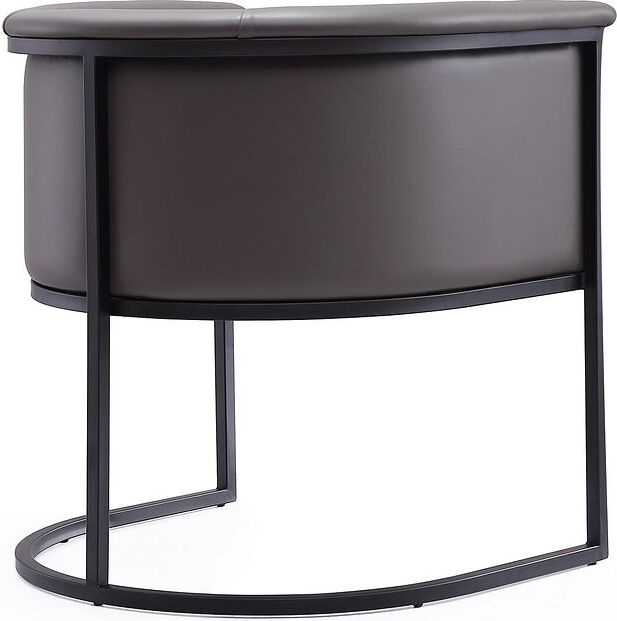 Manhattan Comfort Dining Chairs - Bali Pebble and Black Faux Leather Dining Chair
