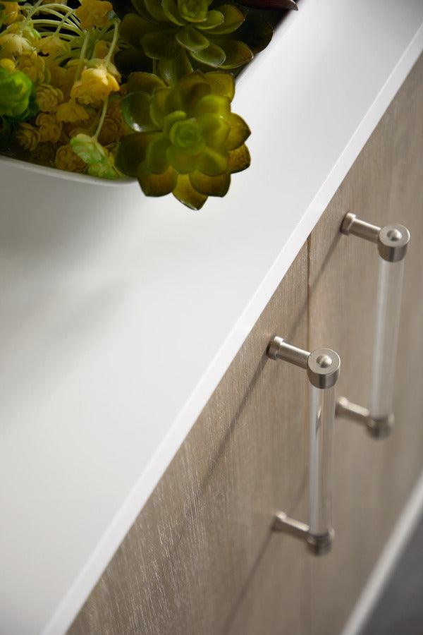 Essentials For Living TV & Media Units - Nouveau Media Sideboard Gray Natural Gray Acacia, Matte White, Brushed Stainless Steel