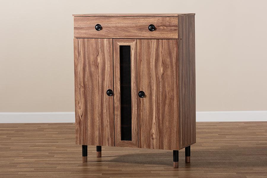 Wholesale Interiors Shoe Storage - Valina Modern and Contemporary 2-Door Wood Entryway Shoe Storage Cabinet with Drawer