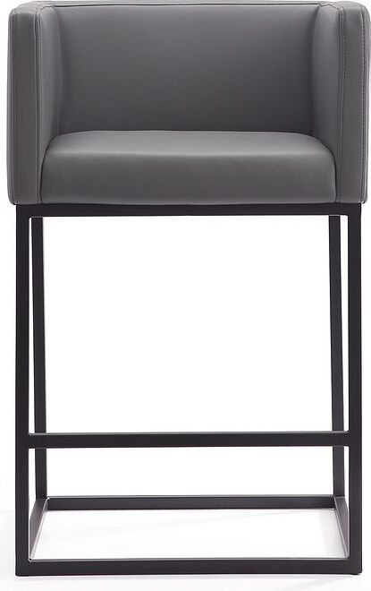 Manhattan Comfort Barstools - Embassy 34 in. Grey and Black Metal Counter Height Bar Stool