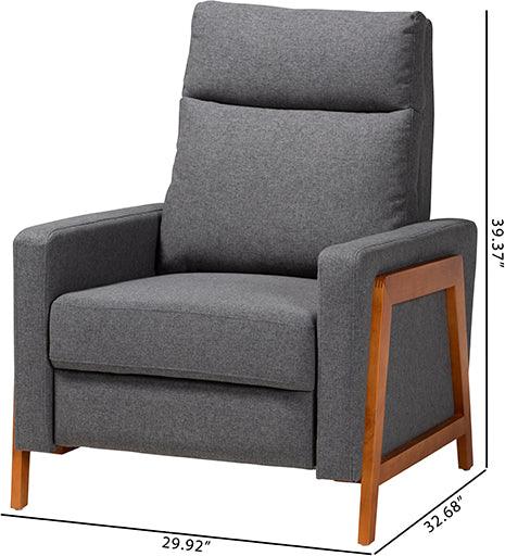 Wholesale Interiors Accent Chairs - Halstein Mid-Century Modern Grey Fabric & Walnut Brown Finished Wood Lounge Chair