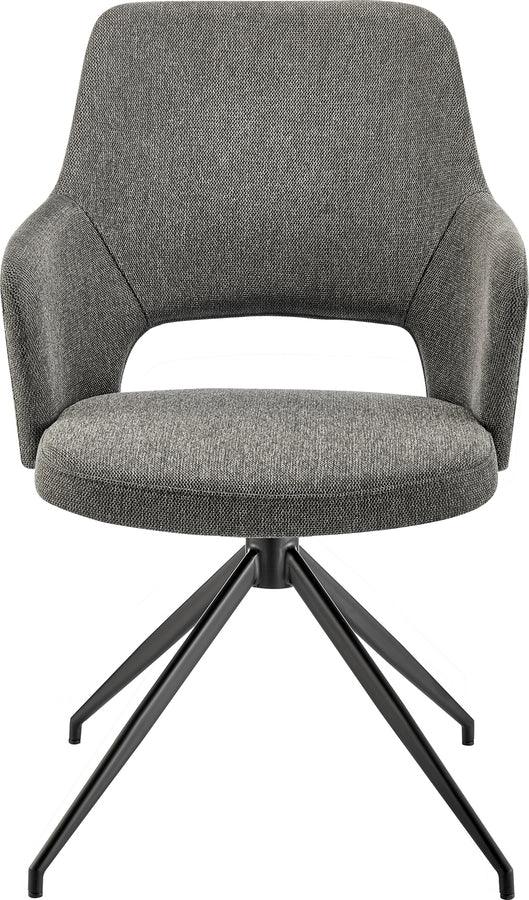 Euro Style Dining Chairs - Darcie Armchair In Charcoal Fabric and Black Base