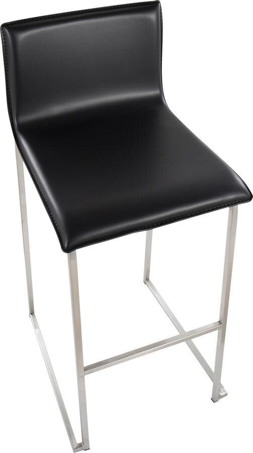 Lumisource Barstools - Mara Barstool In Stainless Steel & Black Faux Leather (Set of 2)