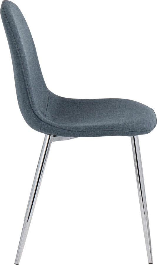 Lumisource Living Room Sets - Pebble Chair 35" Chrome & Blue Velvet (Set of 2)
