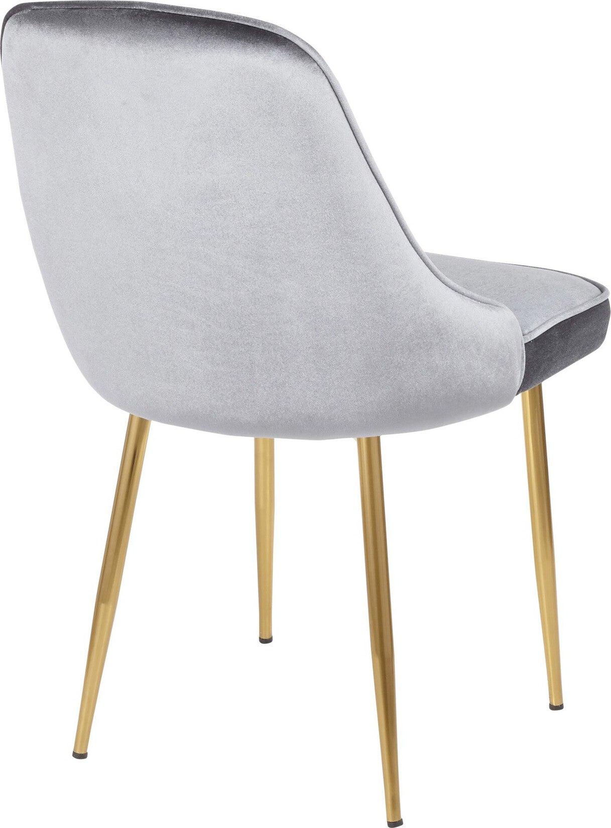 Lumisource Dining Chairs - Marcel 34" Dining Chair with Gold Frame and Blue Velvet Fabric (Set of 2)