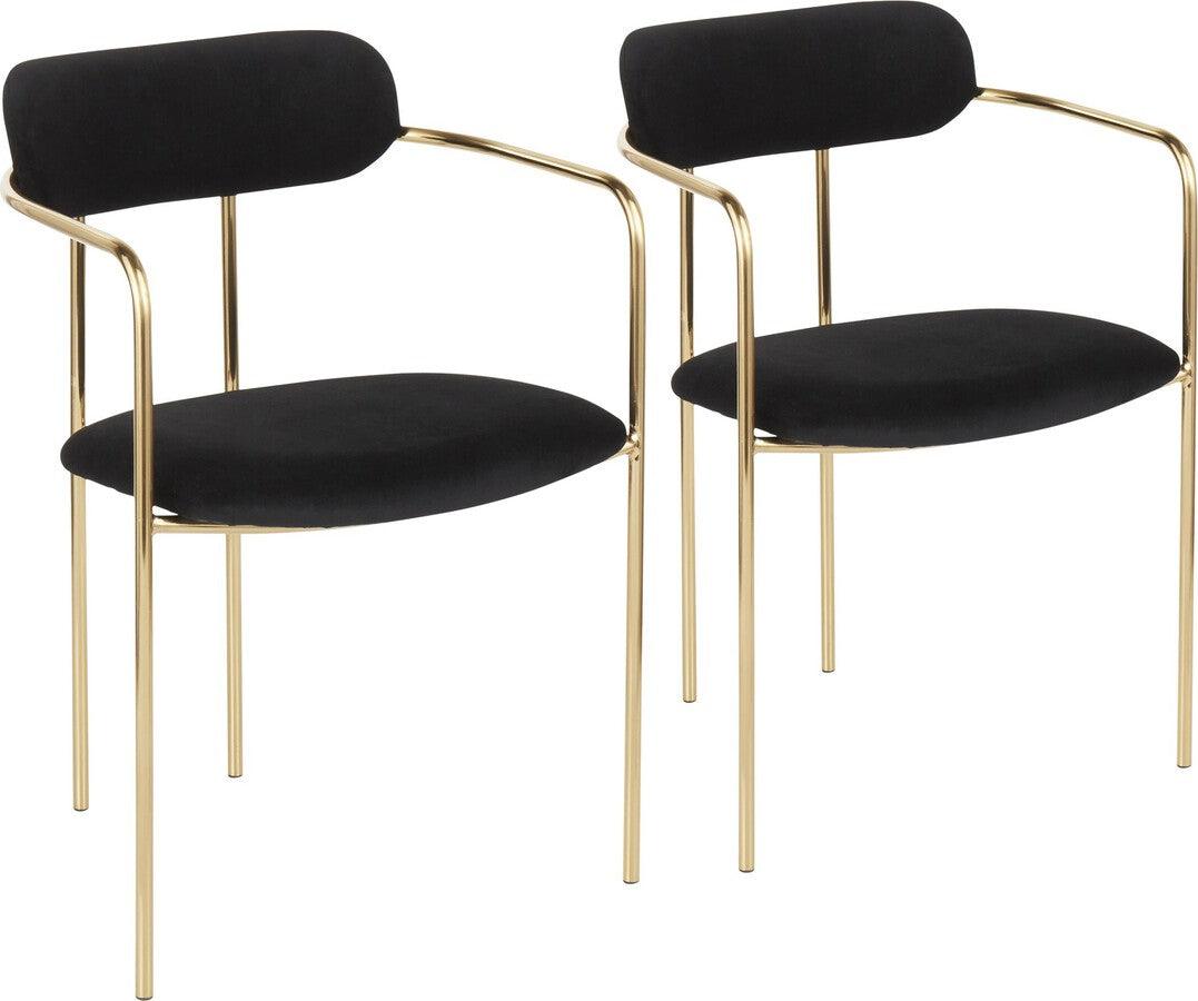 Lumisource Dining Chairs - Demi Contemporary Chair in Gold Metal and Black Velvet - Set of 2