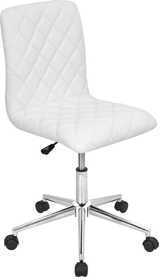 Lumisource Task Chairs - Caviar Contemporary Adjustable Office Chair in White Faux Leather