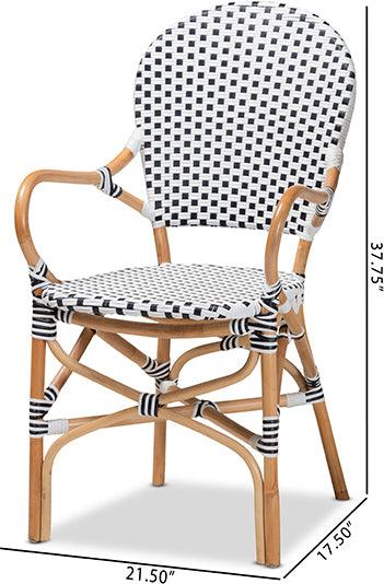 Wholesale Interiors Outdoor Dining Chairs - Naila Black & White Weaving & Natural Brown 2-Piece Indoor/Outdoor Bistro Chair Set