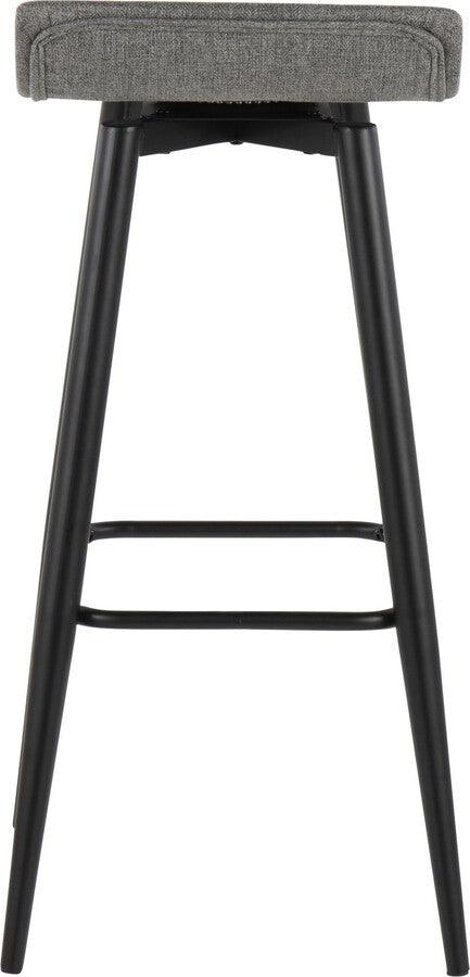 Lumisource Barstools - Ale Bar Stool In Black Steel & Grey Fabric (Set of 2)